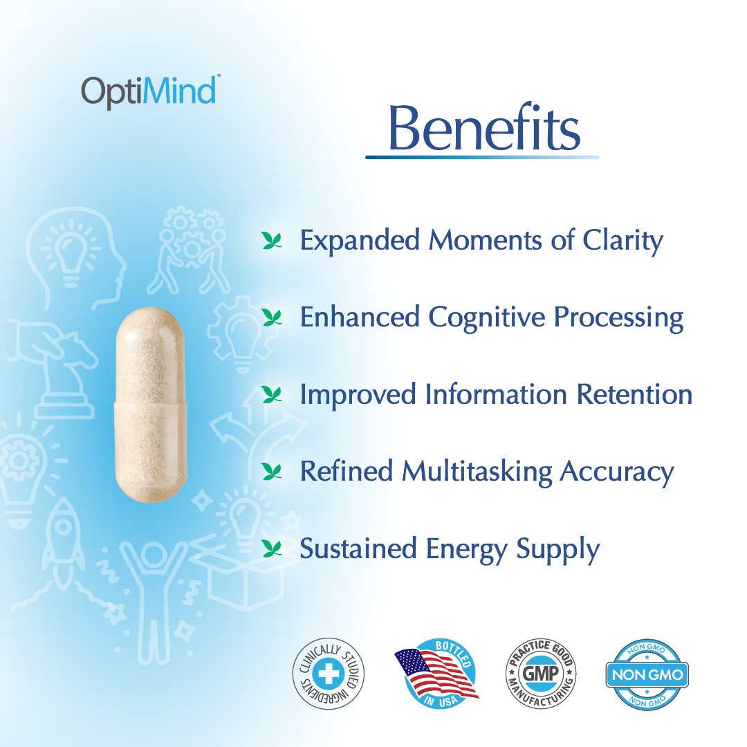 OptiMind® benefits — clarity, cognition, retention, energy